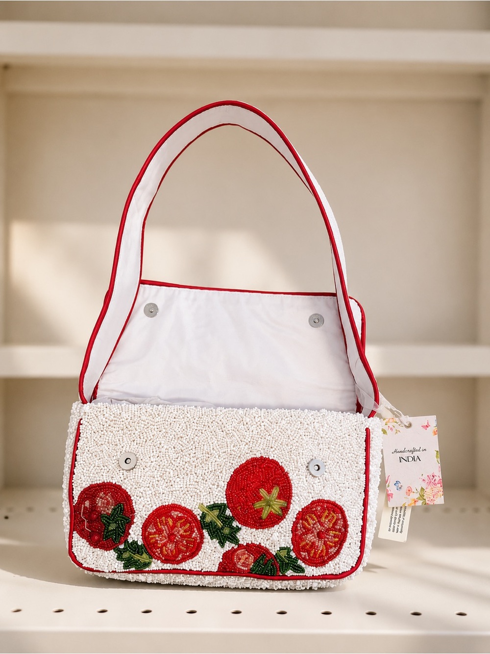 🍅 Handcrafted in India Beaded Tomato Viral Shoulder Bag - Picture 3 of 3